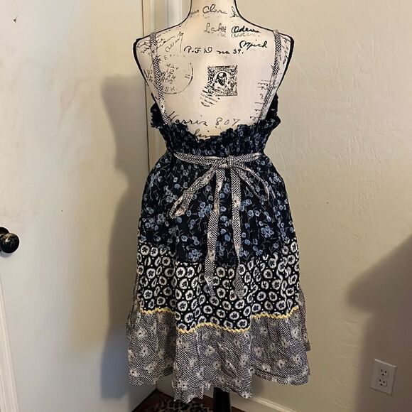 Free People Boho Cottage Core Blue Multi Print Color Prairie Dress Festival - Picture 3 of 11